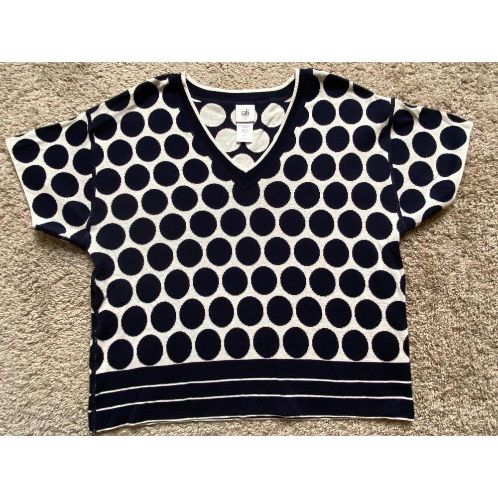 Cabi Sweater Top Small Volley Pullover Polka Dot Preppy SKU11
